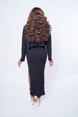 Black Two Piece Sweater Skirt Set