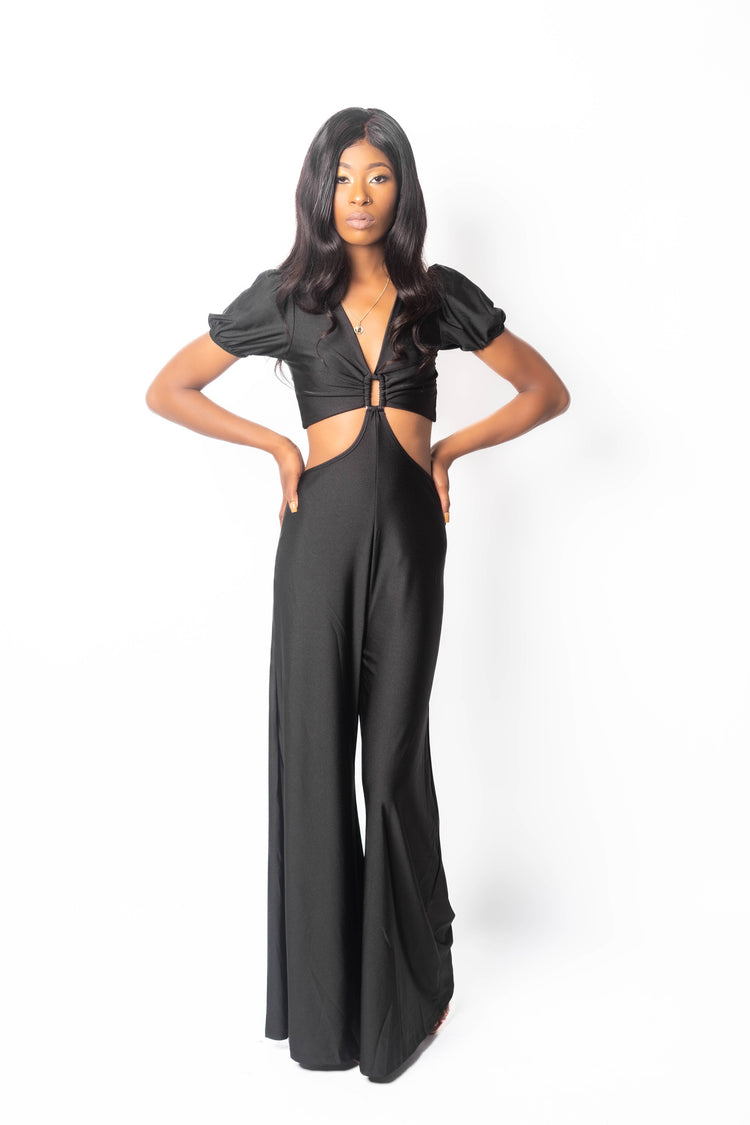 Allure Cutout Flare Leg Jumpsuit