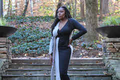 Two-Toned Color-blocked Sweater Dress (Black/Grey)