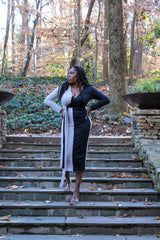 Two-Toned Color-blocked Sweater Dress (Black/Grey)