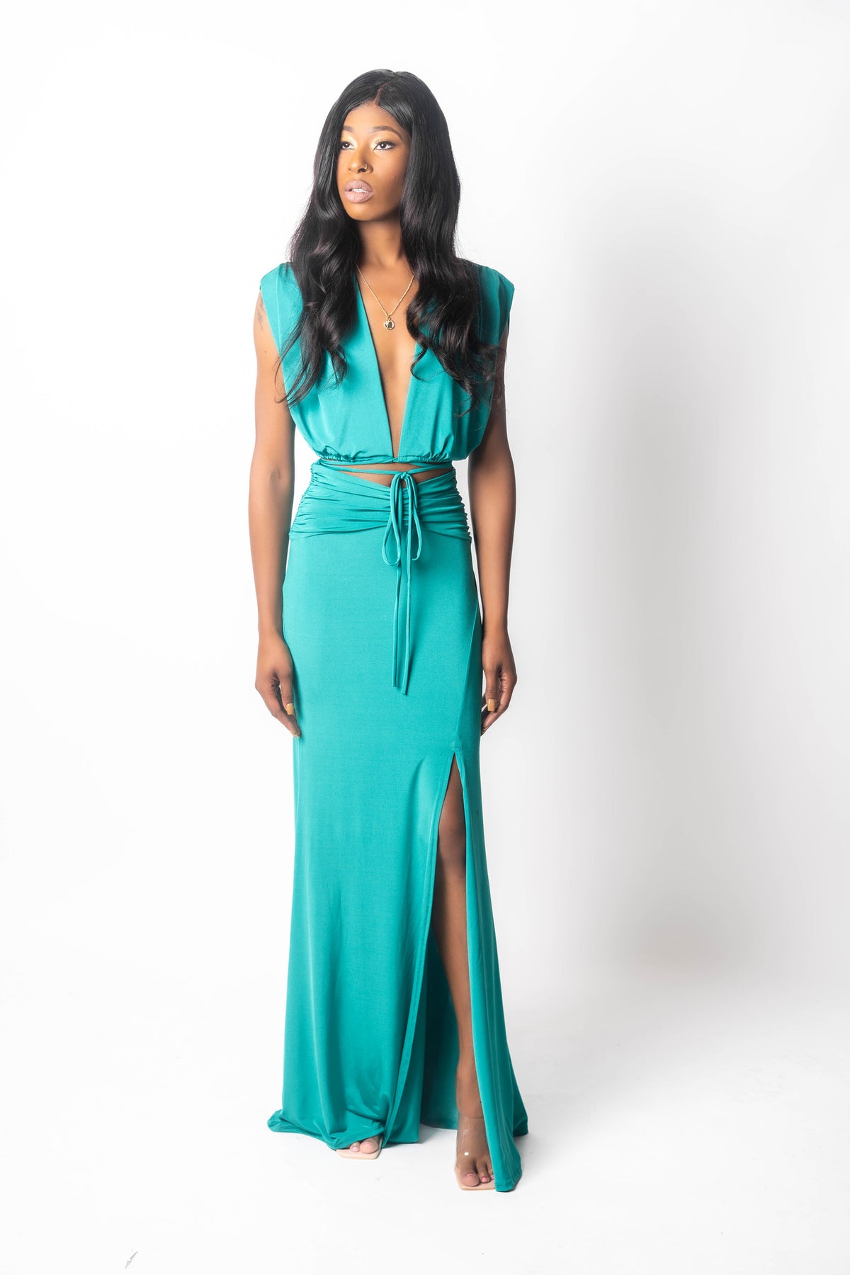2-Piece Maxi Skirt Set w/Slit Small / Green 2-Piece Maxi Skirt Set w/Slit Small / Green